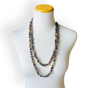 Brown Beaded Bohemian Long Necklace Opera Length Summer Beach